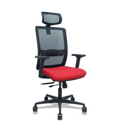 SILLA HACHES TRASLACK MALLA NEGRA ASIENTO BALI ROJO BRAZOS 2D RUEDAS 65MM CABECERO REGULABLE PIQUERAS Y CRESPO 395TKM840B350B2DB