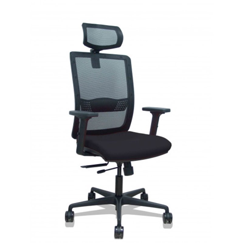 SILLA HACHES TRASLACK MALLA NEGRA ASIENTO BALI NEGRO BRAZOS 2D RUEDAS 65MM CABECERO REGULABLE PIQUERAS Y CRESPO 395TKM840B840B2D