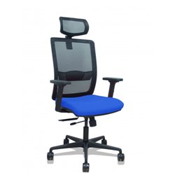 SILLA HACHES TRASLACK MALLA NEGRA ASIENTO BALI AZUL BRAZOS 2D RUEDAS 65MM CABECERO REGULABLE PIQUERAS Y CRESPO 395TKM840B229B2DB