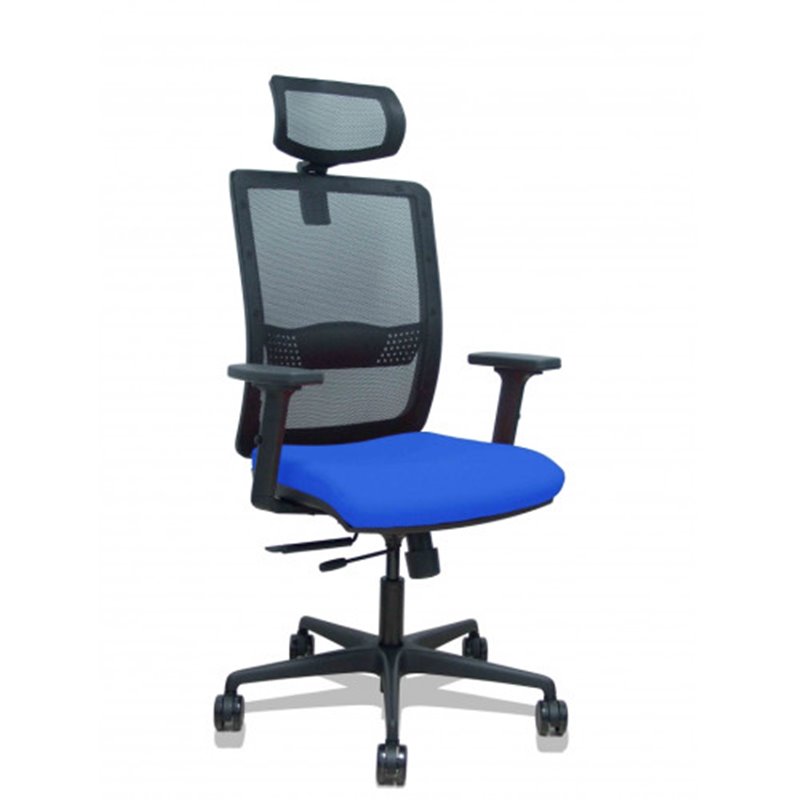 SILLA HACHES TRASLACK MALLA NEGRA ASIENTO BALI AZUL BRAZOS 2D RUEDAS 65MM CABECERO REGULABLE PIQUERAS Y CRESPO 395TKM840B229B2DB