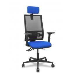 SILLA BORMATE ASINCRO MALLA NEGRA ASIENTO BALI AZUL BRAZOS 2D RUEDAS 65MM CABECERO REGULABLE PIQUERAS Y CRESPO 405ASM840B229B2B6