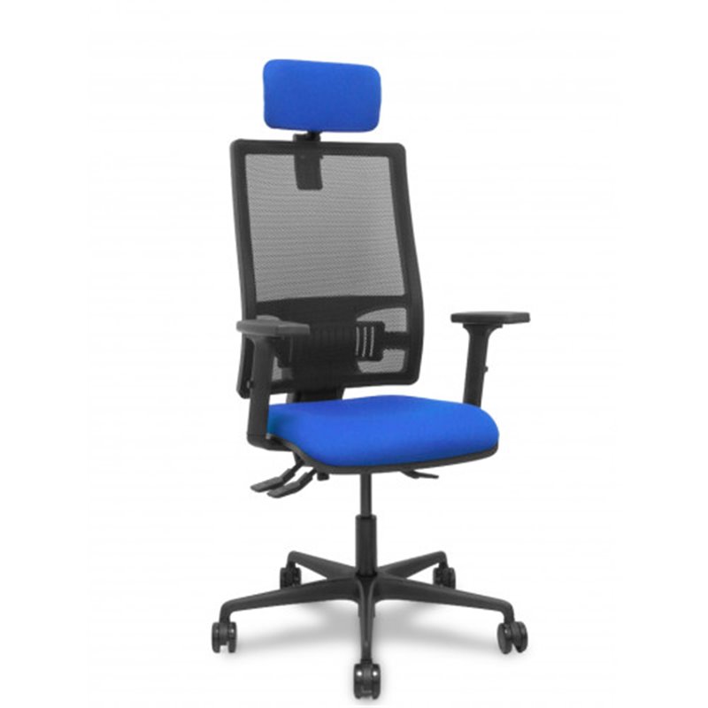 SILLA BORMATE ASINCRO MALLA NEGRA ASIENTO BALI AZUL BRAZOS 2D RUEDAS 65MM CABECERO REGULABLE PIQUERAS Y CRESPO 405ASM840B229B2B6