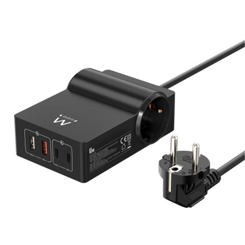 EWENT ESTACIÓN DE CARGA USB GAN FAST DE 65W – 2 USB A Y 2 USB C