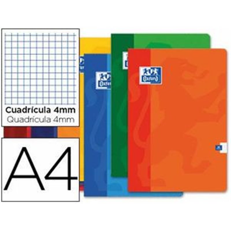 LIBRETA GRAPADA 48 HOJAS 90 GR FORMATO A4 CUADRICULA 4X4 COLORES SURTIDOS ANCOR 092752