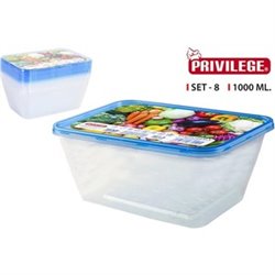 SET 8 SEMIDESECHABLES RECTANGULAR 1000ML