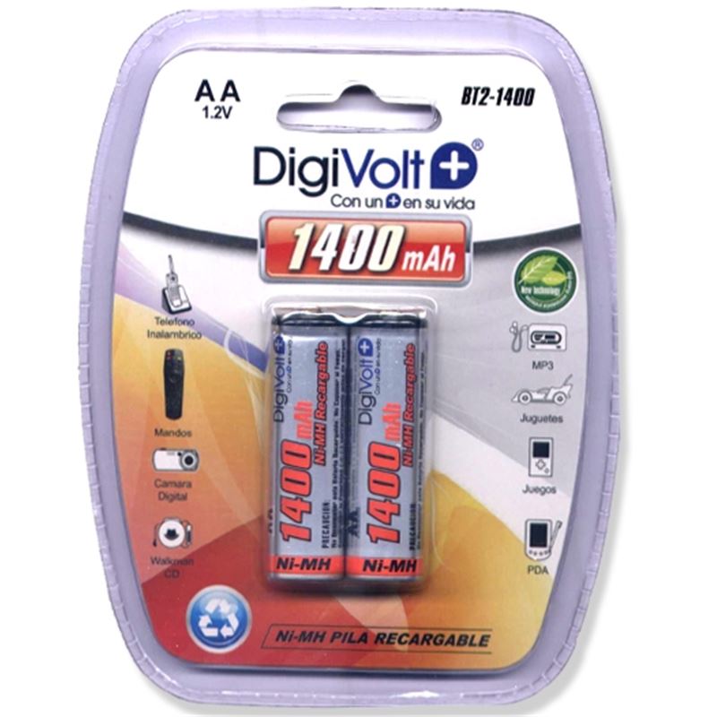 PILAS RECARGABLES AA-LR6 - PACK DE 2 - 1400 mAh