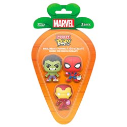 Blister 3 figuras Carrot Pocket POP Marvel Spiderman Hulk Iron Man