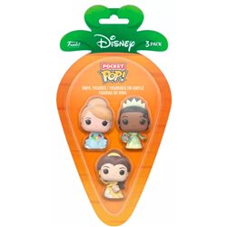 Blister 3 figuras Carrot Pocket POP Disney Princesas Cenicienta Tiana Bella