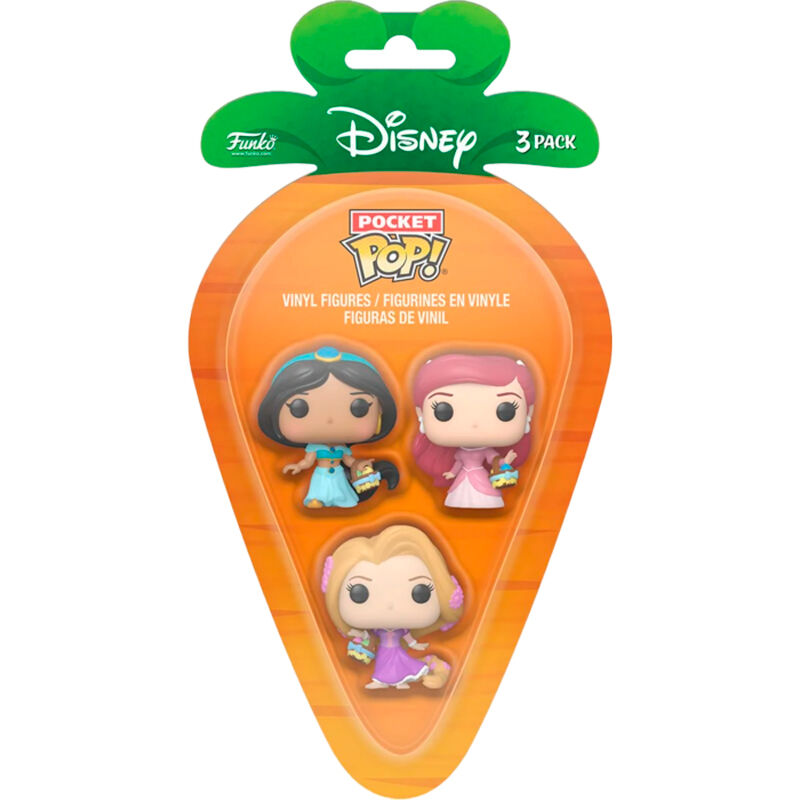 Blister 3 figuras Carrot Pocket POP Disney Princesas Rapunzel Ariel Jasmin