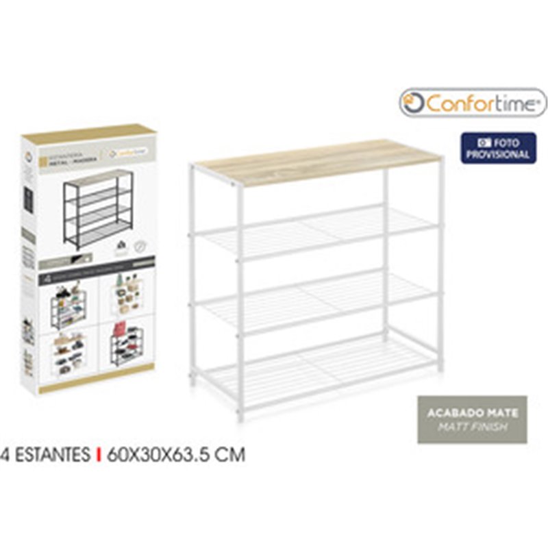 ESTANTERIA 4 NIVELES METALMADERA BLANCO - CONFORTIME