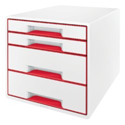 BUCS 4 CAJONES WOW DESK CUBE (2 GRANDES Y 2 PEQUEÑOS), ROJO /BLANCO LEITZ 52132026