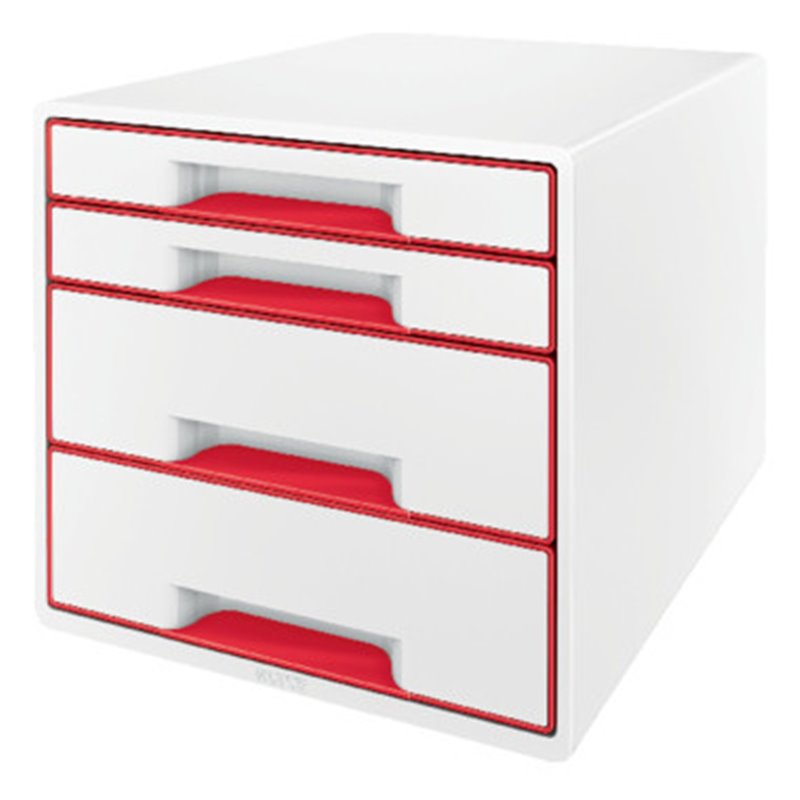 BUCS 4 CAJONES WOW DESK CUBE (2 GRANDES Y 2 PEQUEÑOS), ROJO /BLANCO LEITZ 52132026