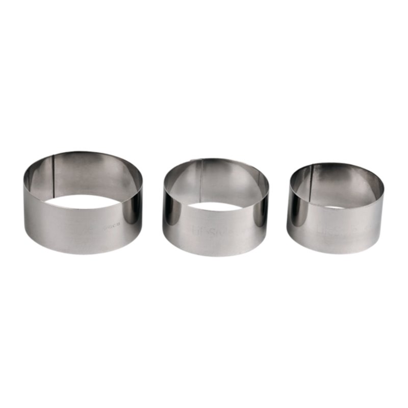 SET AROS EMPLATAR INOX 10cm - 9cm y 8cmAltura 4.5cm