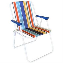 SILLA PLAYA HIERRO Y LONA FIJA PLEGABLE STRIPE 53 X 46 X 75 CM