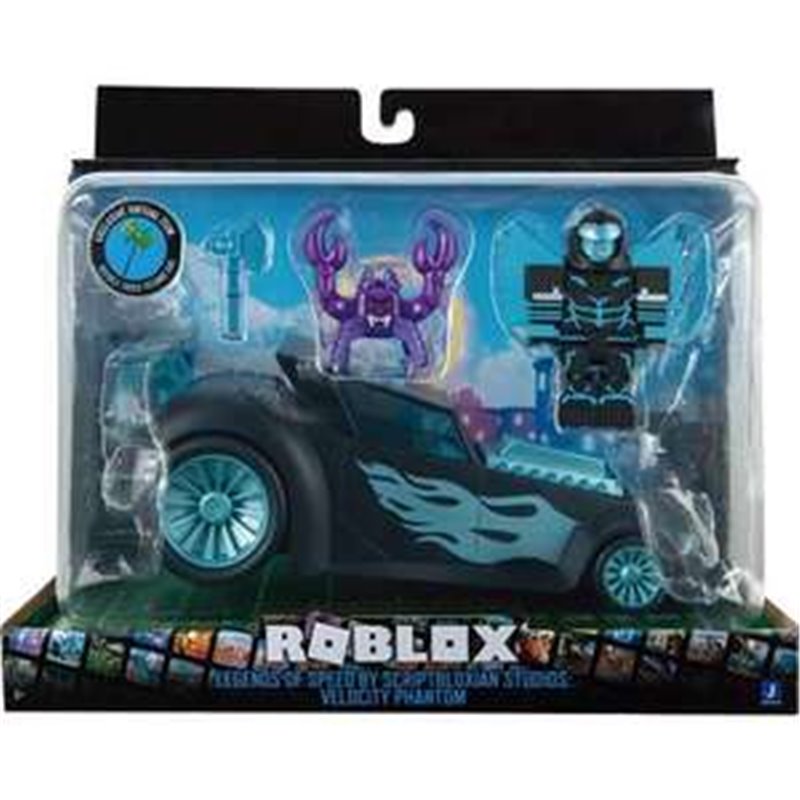 VEHICULO ROBLOX LEGEND OF SPEED CON 2 FIGURAS Y ACCESORIOS 25X13X21 CM