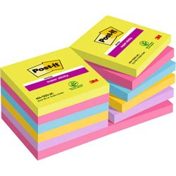 PACK 12 BLOCS 90 HOJAS NOTAS ADHESIVAS 76X76MM SUPER STICKY COLORES SURTIDOS ULTRA 654-12SSUC POST-IT 7100290156