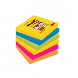 PACK 6 BLOCS 90 HOJAS NOTAS ADHESIVAS 76X76MM SUPER STICKY COLORES VARIADOS 654-6SS-CARN POST-IT 7100265522