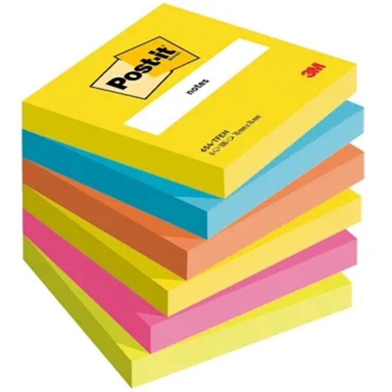 PACK 6 BLOCS 100 HOJAS NOTAS ADHESIVAS 76X76MM COLECCIÓN ENERGETIC 654-TFEN POST-IT 7100296019