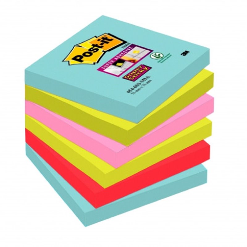 PACK 6 BLOCS 90 HOJAS NOTAS ADHESIVAS 76X76MM SUPER STICKY COLECCIÓN COSMIC 654-6SS-COS POST-IT 7100263206