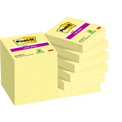 PACK 12 BLOCS 90 HOJAS NOTAS ADHESIVAS 47,6X47,6MM SUPER STICKY CANARY YELLOW CAJA CARTÓN 622-12SSCY-EU POST-IT 7100290190