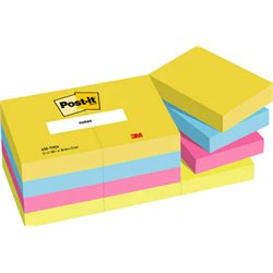 PACK 12 BLOCS 100 HOJAS NOTAS ADHESIVAS 38X51MM COLECCIÓN ENERGETIC EN CAJA CARTÓN 653 TFEN POST-IT 7100290179