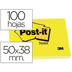 PACK 12 BLOCS 100 HOJAS NOTAS ADHESIVAS 38X51MM CANARY YELLOW SIN ENCELOFANADO INDIVIDUAL 653-E POST-IT 7100290163