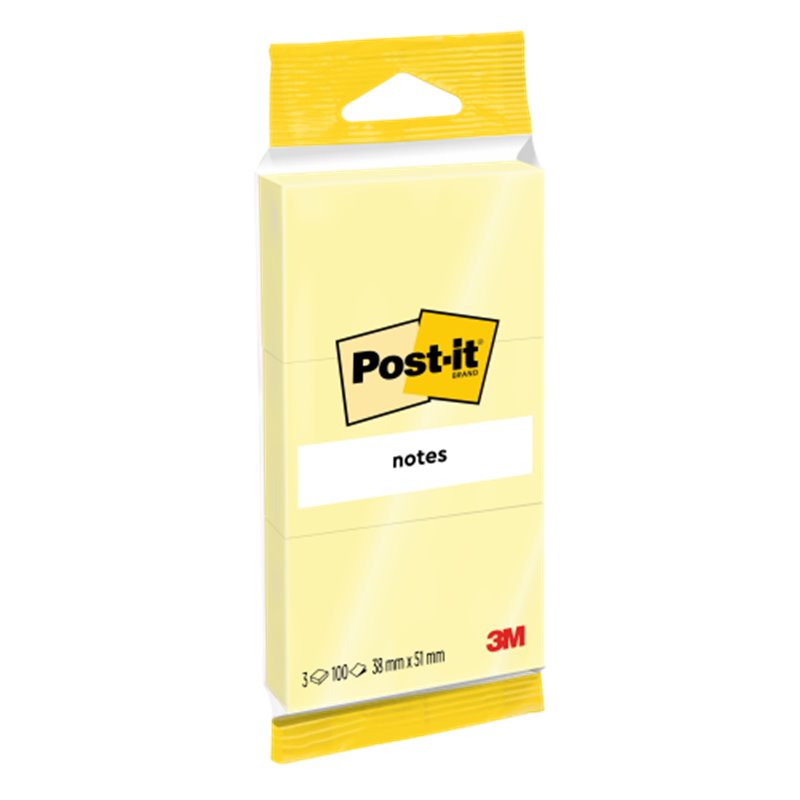 PACK 3 BLOCS 100 HOJAS NOTAS ADHESIVAS 38X51MM AMARILLO 6810 POST-IT 7100172242