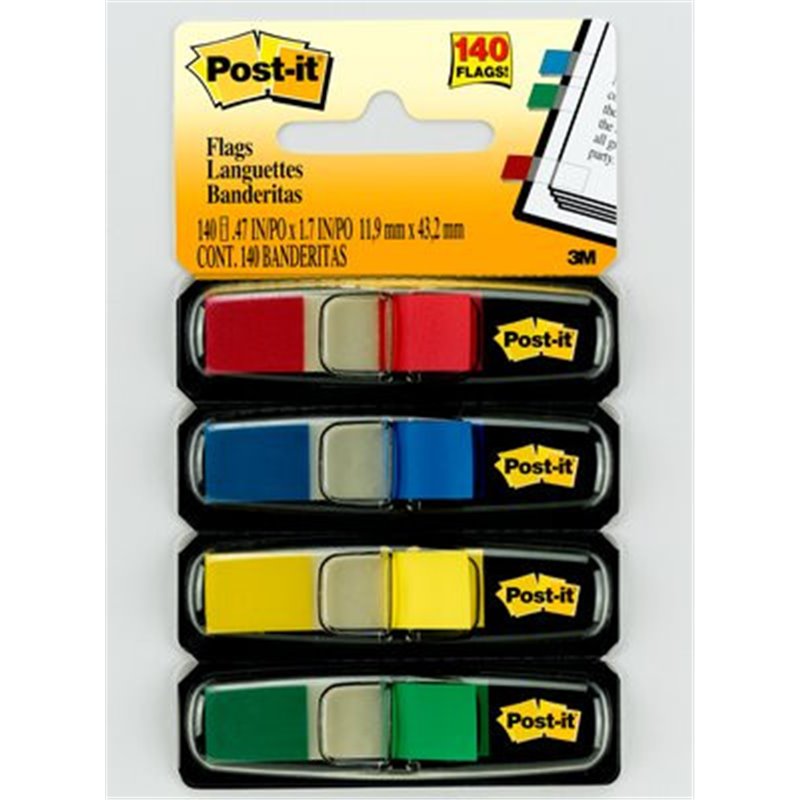 PACK 4 DISPENSADORES X 35 MARCADORES INDEX 11,9X43,2MM COLORES SURTIDOS 683-4 POST-IT 7000144923