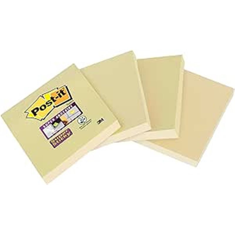 PACK 4 BLOCS 45 HOJAS NOTAS RECICLADAS ADHESIVAS 102X152MM SUPER STICKY CANARY YELLOW CON LÍNEAS 4645-RSSCY4 POST-IT 7100321347