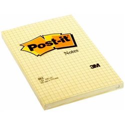 BLOC 100 HOJAS NOTAS GRANDES ADHESIVAS 101X152MM CANARY YELLOW CUADRÍCULA 662N POST-IT 7100172739