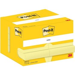 PACK 12 BLOCS 100 HOJAS NOTAS ADHESIVAS 51X76MM CANARY YELLOW CAJA CARTÓN 656 POST-IT 7100290170