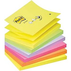 PACK 12 BLOCS 100 HOJAS Z-NOTES ADHESIVAS 76X76MM COLORES SURTIDOS FLÚOR R330-NR POST-IT 7100290154