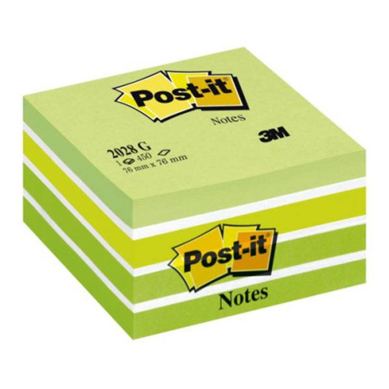 CUBO 450 HOJAS NOTAS ADHESIVAS 76X76MM COLORES SURTIDOS VERDES 2028-GN POST-IT 7100200375