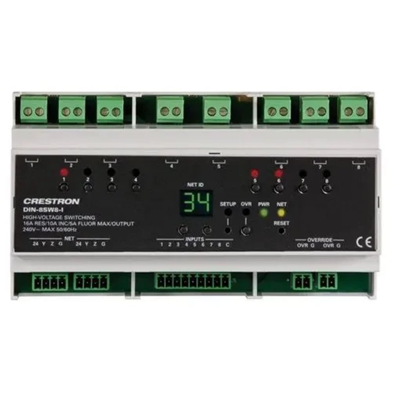 CRESTRON DIN RAIL HIGH-VOLTAGE SWITCH WITH DIGITAL INPUTS (DIN-8SW8-I) 6503776