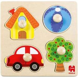 PUZZLE ENCAJABLE DE MADERA 4 PIEZAS DE COLORES GOULA 17.40X17.40X7 CM