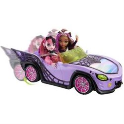 COCHE GHOUL MONSTER HIGH CON CAPACIDAD PARA 4 MUÑECAS MONSTER HIGH, INCLUYE MASCOTA FANTASMAL