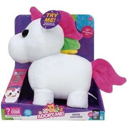 PELUCHE UNICORNIO MEGA MASCOTA NEÓN 31 CM. ADOPT ME PRESIONA LA OREJA PARA EL MODO NEÓN.