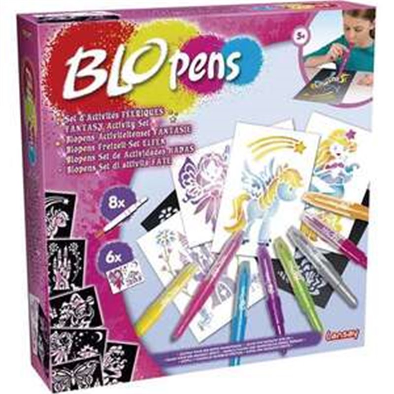 BLOPENS SET DE ACTIVIDADES FANTASIA CON 8 ROTULADORES, 6 PLANTILLAS Y 6 HOJAS DE DIBUJO