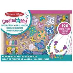 SET CREACIÓN DE COLLARES MELISSA & DOUG CON 120 CUENTAS DE MADERA TEMÁTICA MARIPOSAS