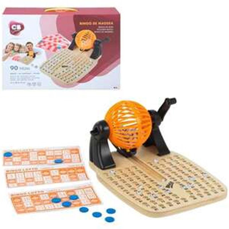 JUEGO BINGO MADERA CON 90 NUMEROS.