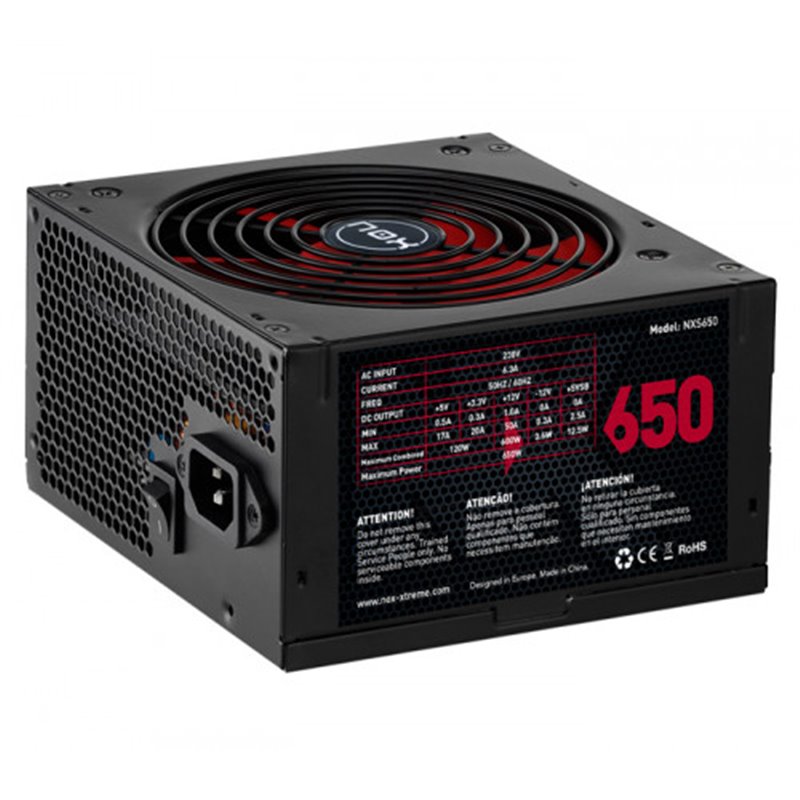 NOX NXS650 unidad de fuente de alimentación 650 W 20+4 pin ATX Negro, Rojo