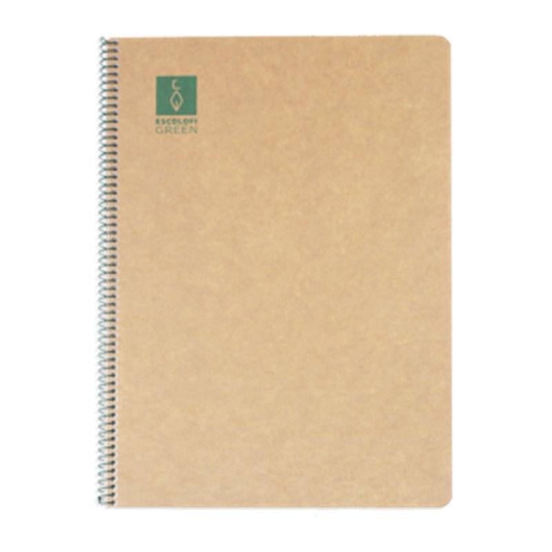 CUADERNO ESPIRAL DIN-A4 RECICLADO FSC 50 HOJAS 80G. LISO. GREEN ESCOLOFI 130200804