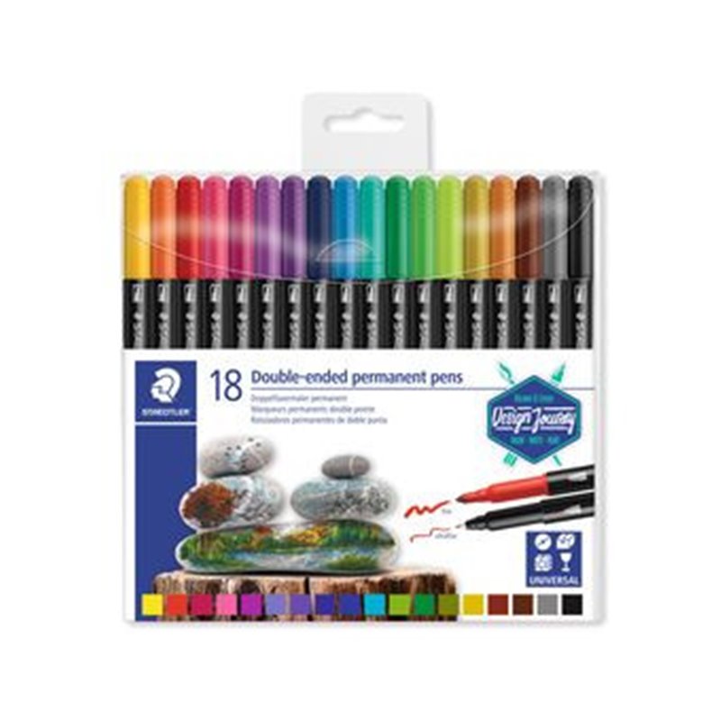 ESTUCHE DE PLÁSTICO CON 18 ROTULADORES, COLORES SURTIDOS STAEDTLER 3187 TB18