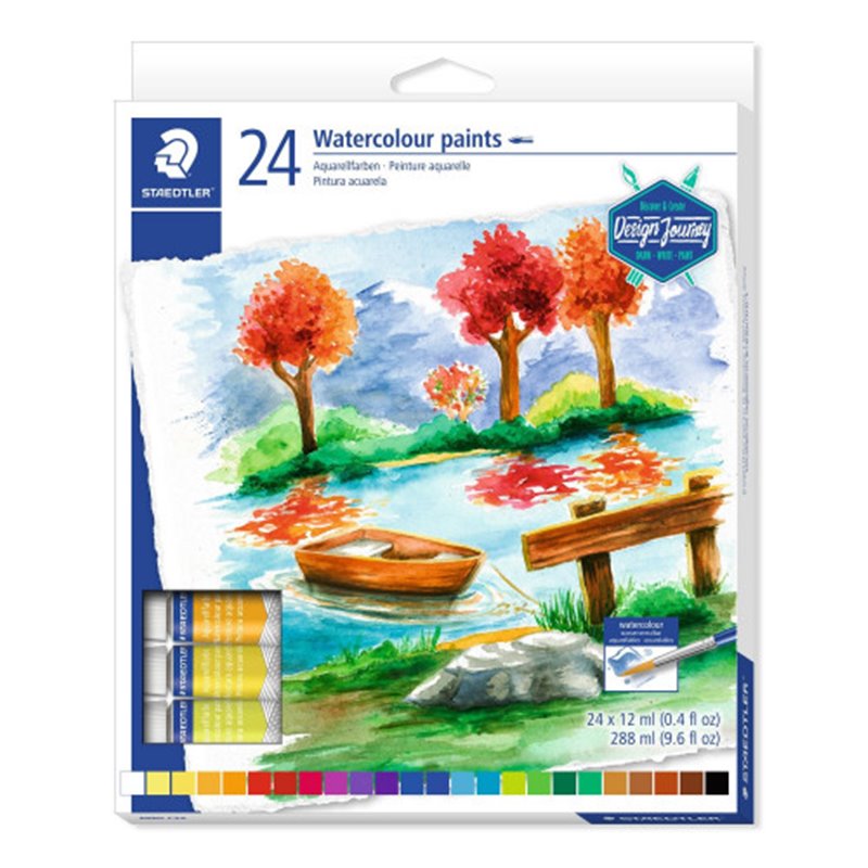 ESTUCHE DE CARTÓN CON 24 TUBOS DE ACUARELAS, COLORES SURTIDOS STAEDTLER 8880 C24