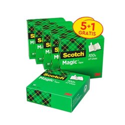 PACK 5+1 ROLLOS CINTA INVISIBLE 19MM X 33M MAGIC810P5+1 SCOTH 7100054673