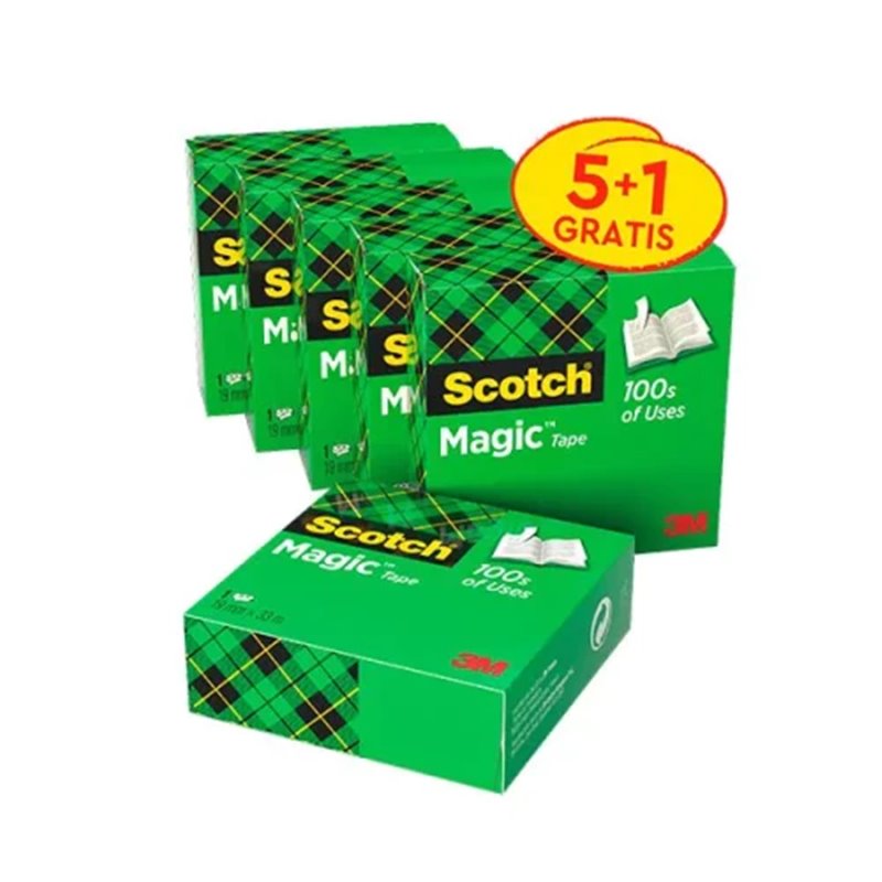 PACK 5+1 ROLLOS CINTA INVISIBLE 19MM X 33M MAGIC810P5+1 SCOTH 7100054673