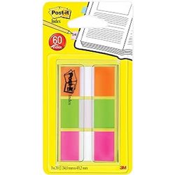 BLISTER DISPENSADOR 60 MARCADORES INDEX 25,4X43,2MM NARANJA/ROSA/VERDE 680-ROYN POST-IT 7100102571