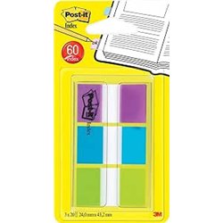 BLISTER DISPENSADOR 60 MARCADORES INDEX 25,4X43,2MM AZUL/VERDE/VIOLETACOLORES SURTIDOS 680-PBG POST-IT 7100019102