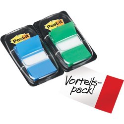 PACK 2 DISPENSADORES X 50 MARCADORES INDEX 25,4X43,2MM COLORES AZUL/VERDE 680-GB2 POST-IT 7000052570