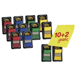 PACK 10+2 MARCADORES INDEX 25,4X43,2MM COLORES SURTIDOS 680P10+2 POST-IT 7000081628